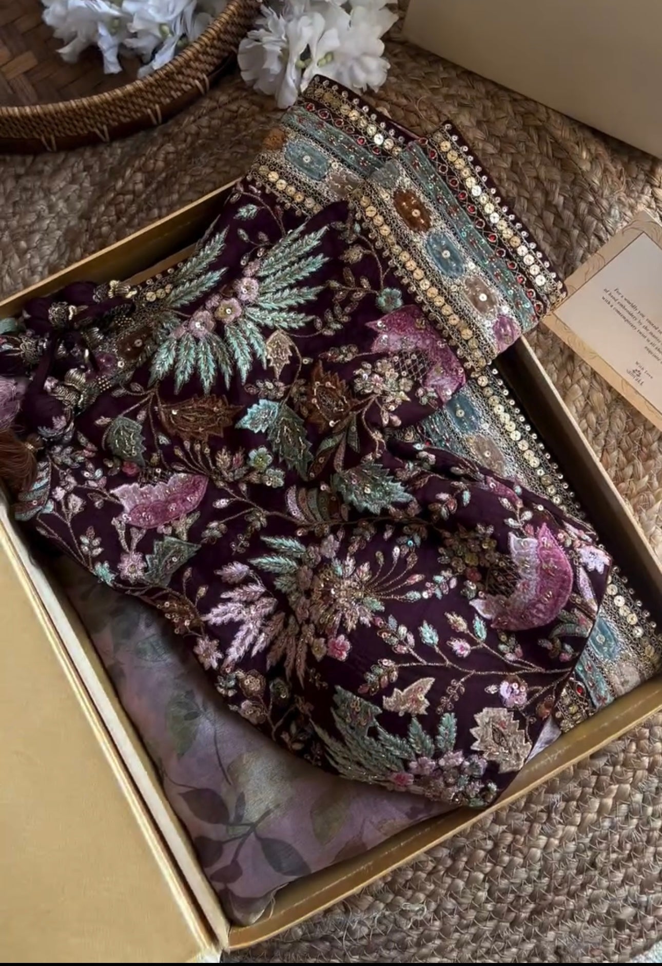 Dual Sequins And Multicoloured Thread Embroidery Saree