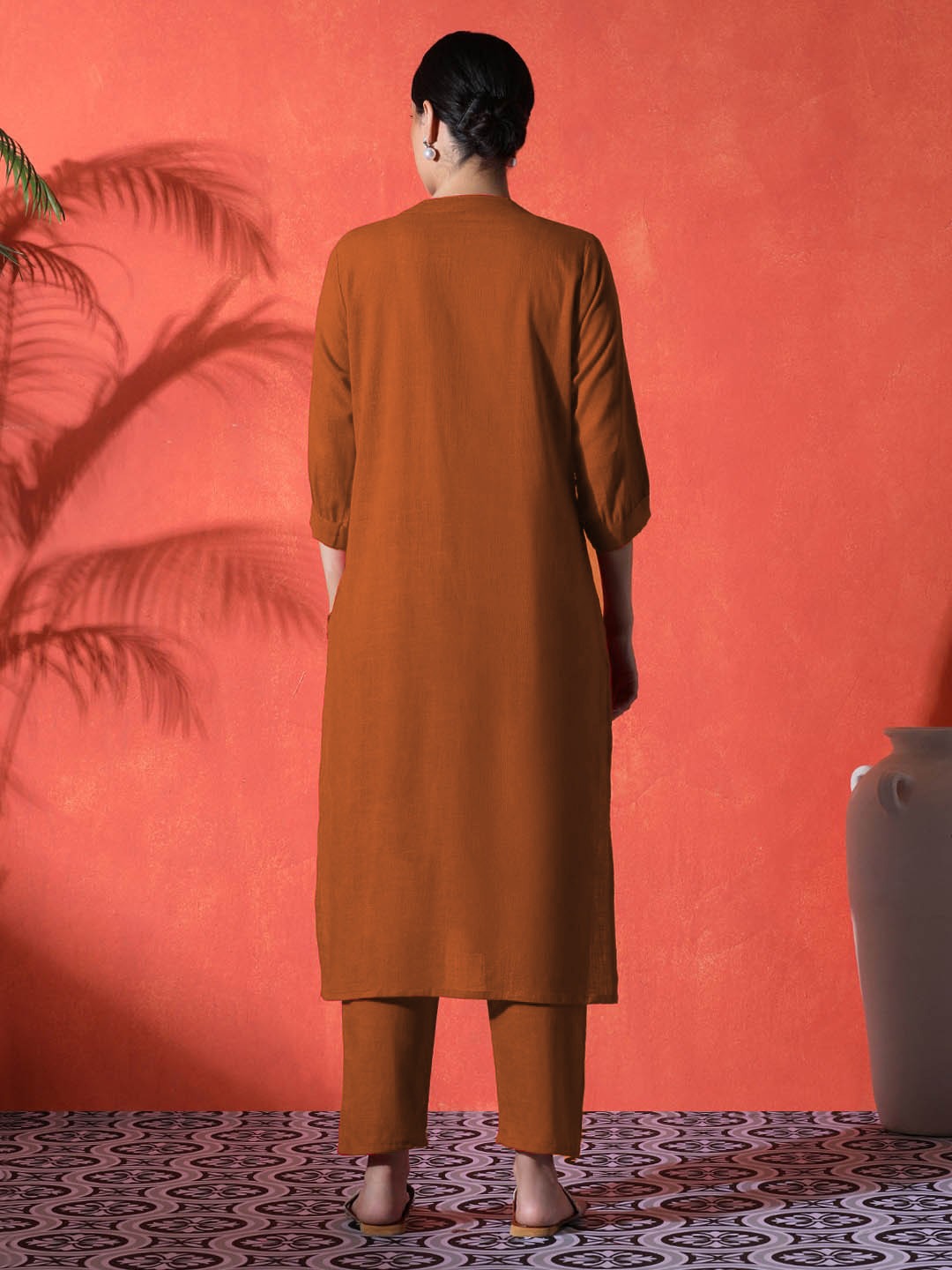 Red Heart Cotton Kurta and Pant Set