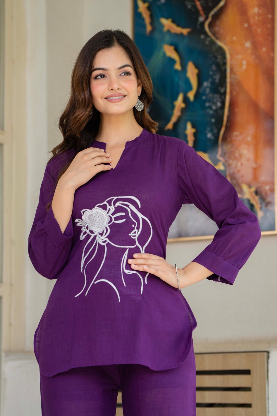 Designer Embroidered Cotton Co-Ord Set