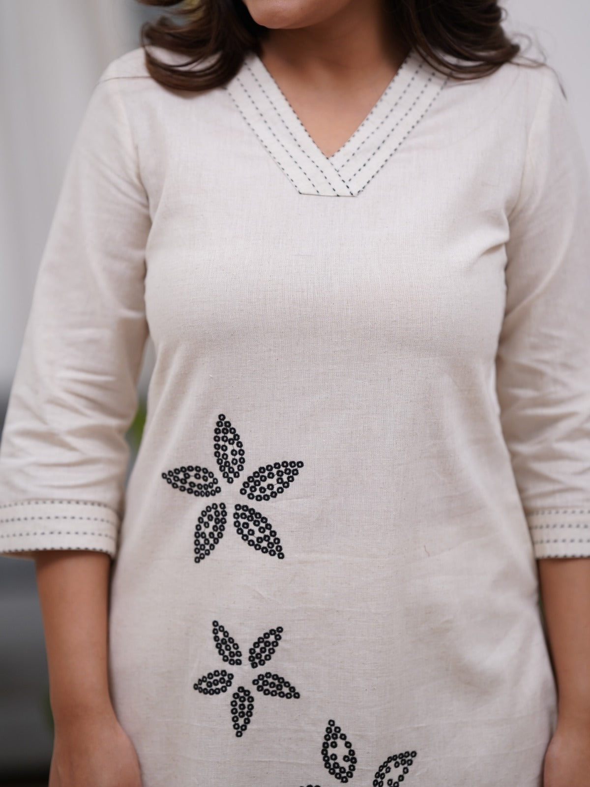 Straight style cotton kurta and bottom