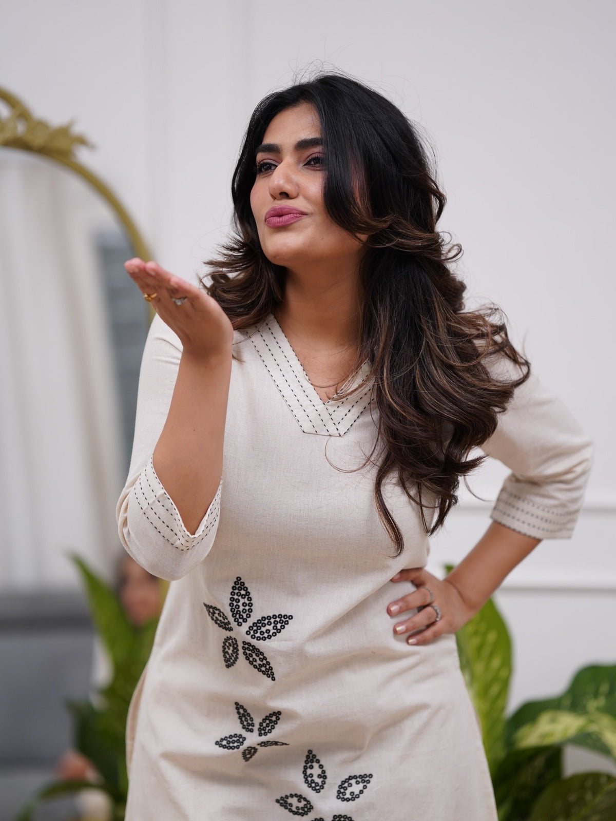 Straight style cotton kurta and bottom