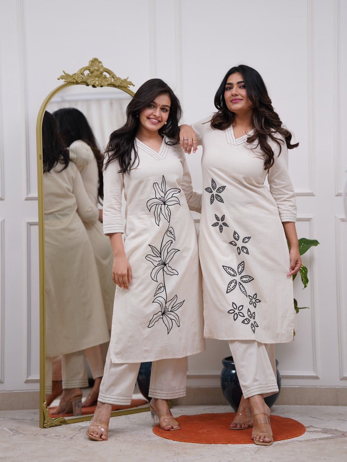 Straight style cotton kurta and bottom
