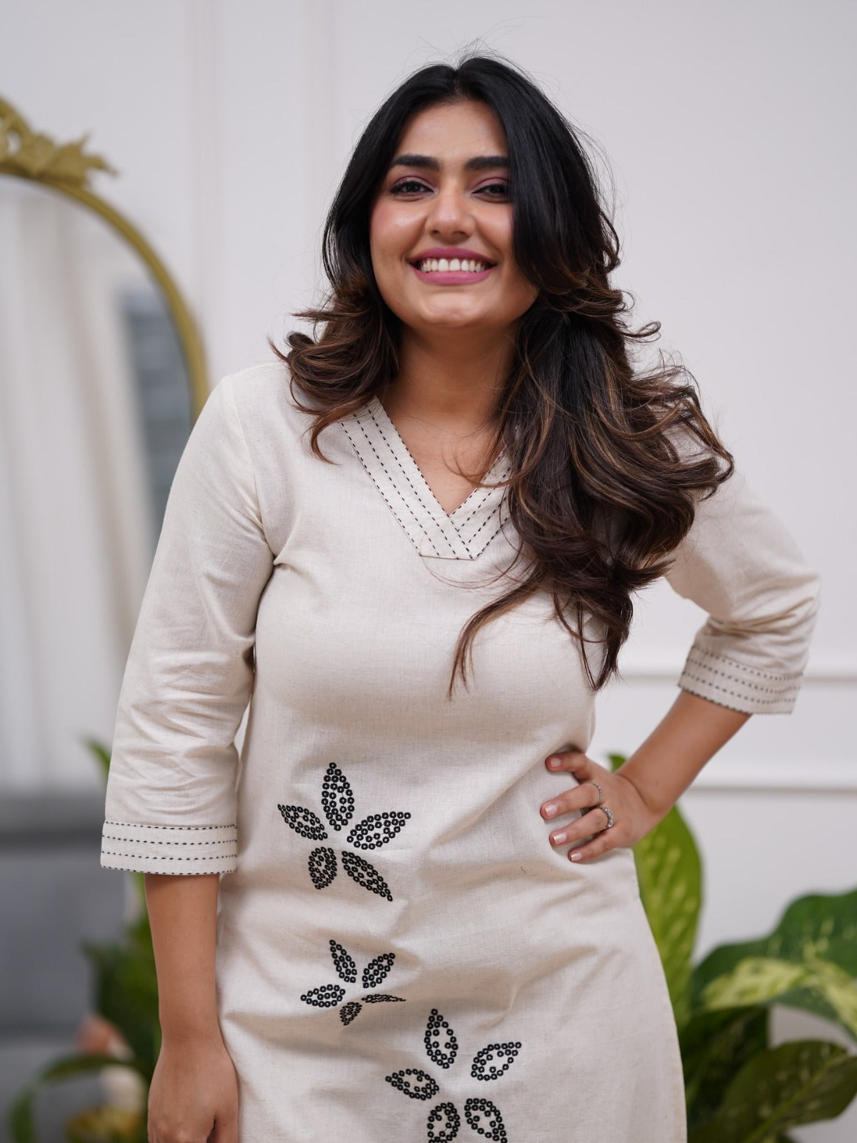 Straight style cotton kurta and bottom