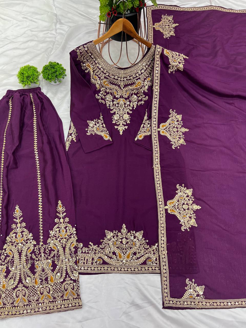 Purple Embroidered Suit
