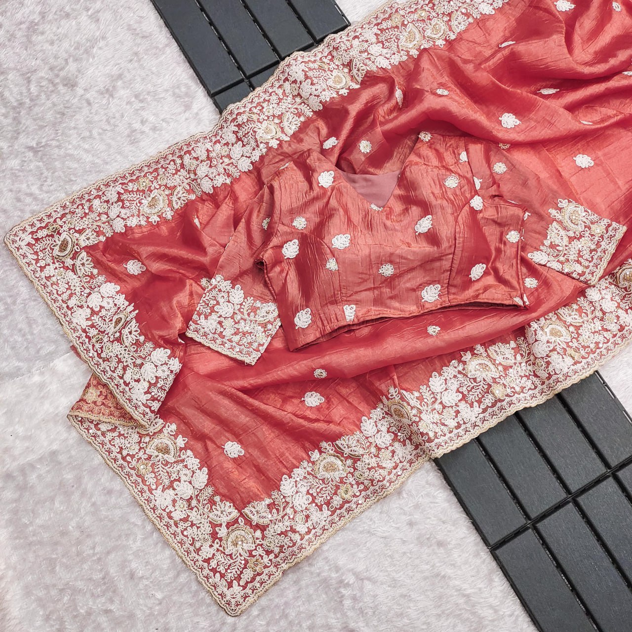 Blossom Border Saree