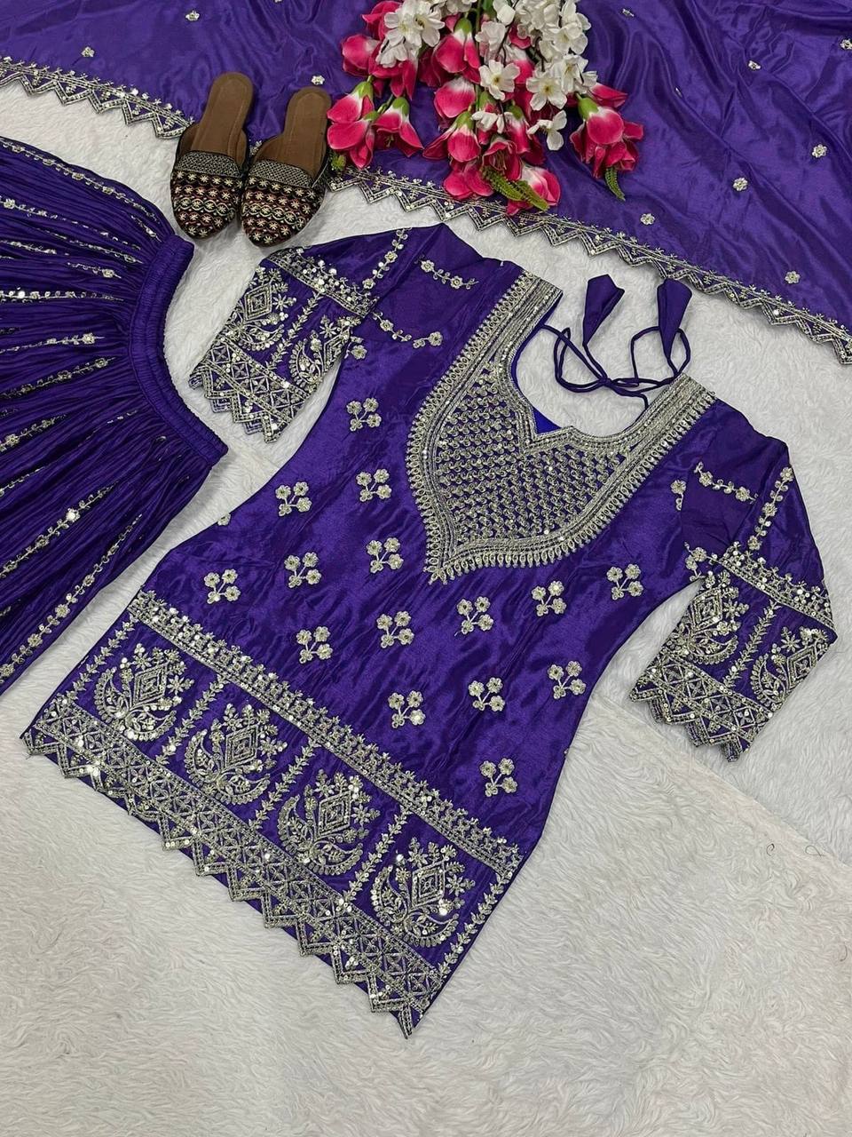 Designer Party Wear Top, Sharara Palazzo and Dupatta