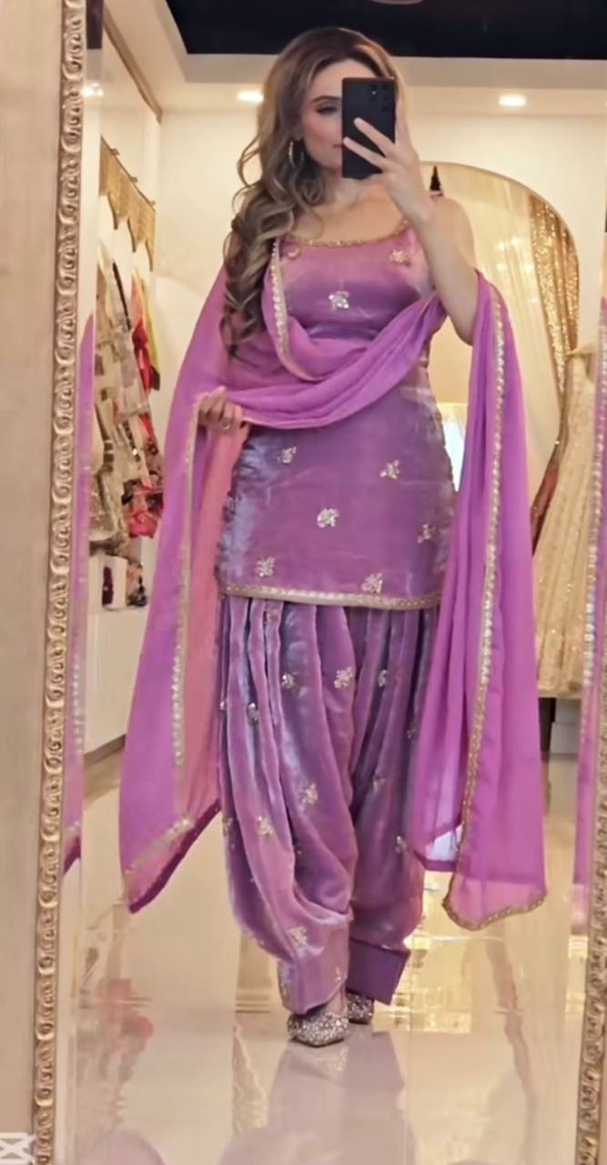 Designer Party Wear Top with Farshi Salwar