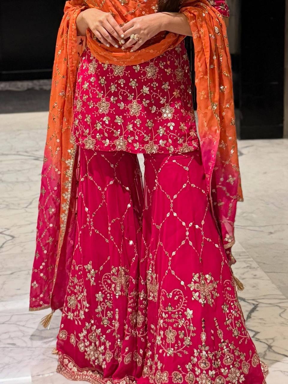 New Designer Heavy Georgette Embroidered Sharara Set