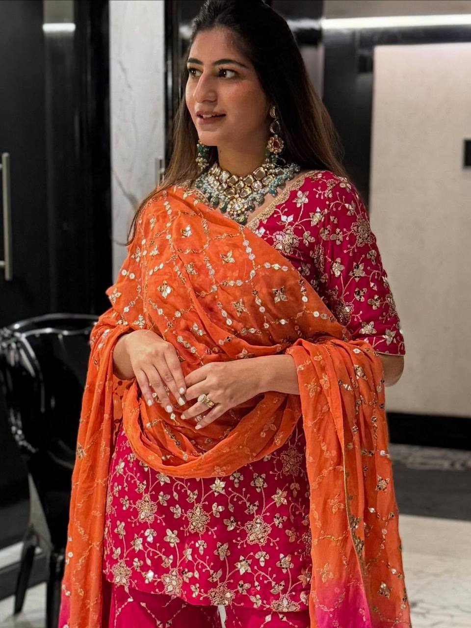 New Designer Heavy Georgette Embroidered Sharara Set
