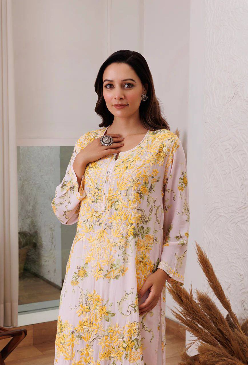 "Embroidered Rayon Top & Plazo Set with Micro Cotton Inner – Stylish & Comfortable"