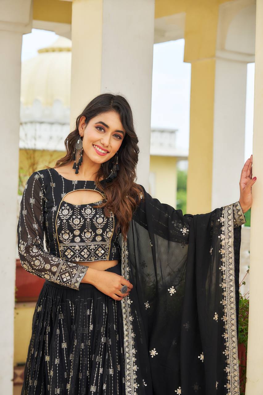 Faux Georgette Choli Lehenga with Dupatta