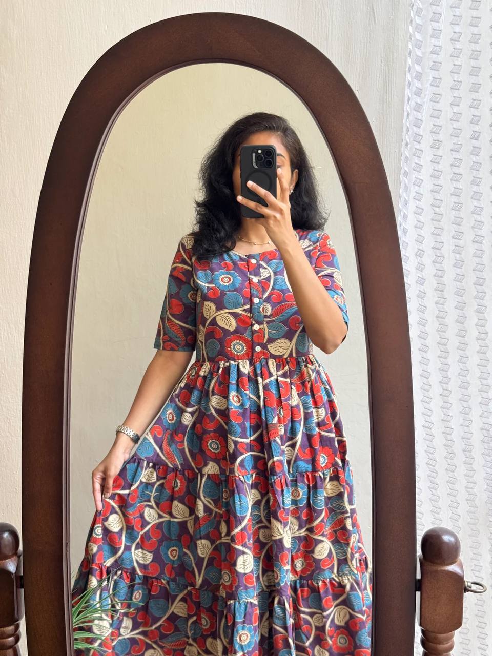 "Elegant Kalamkari Cotton Maternity Dress β Soft, Flowy, and Comfortable!"