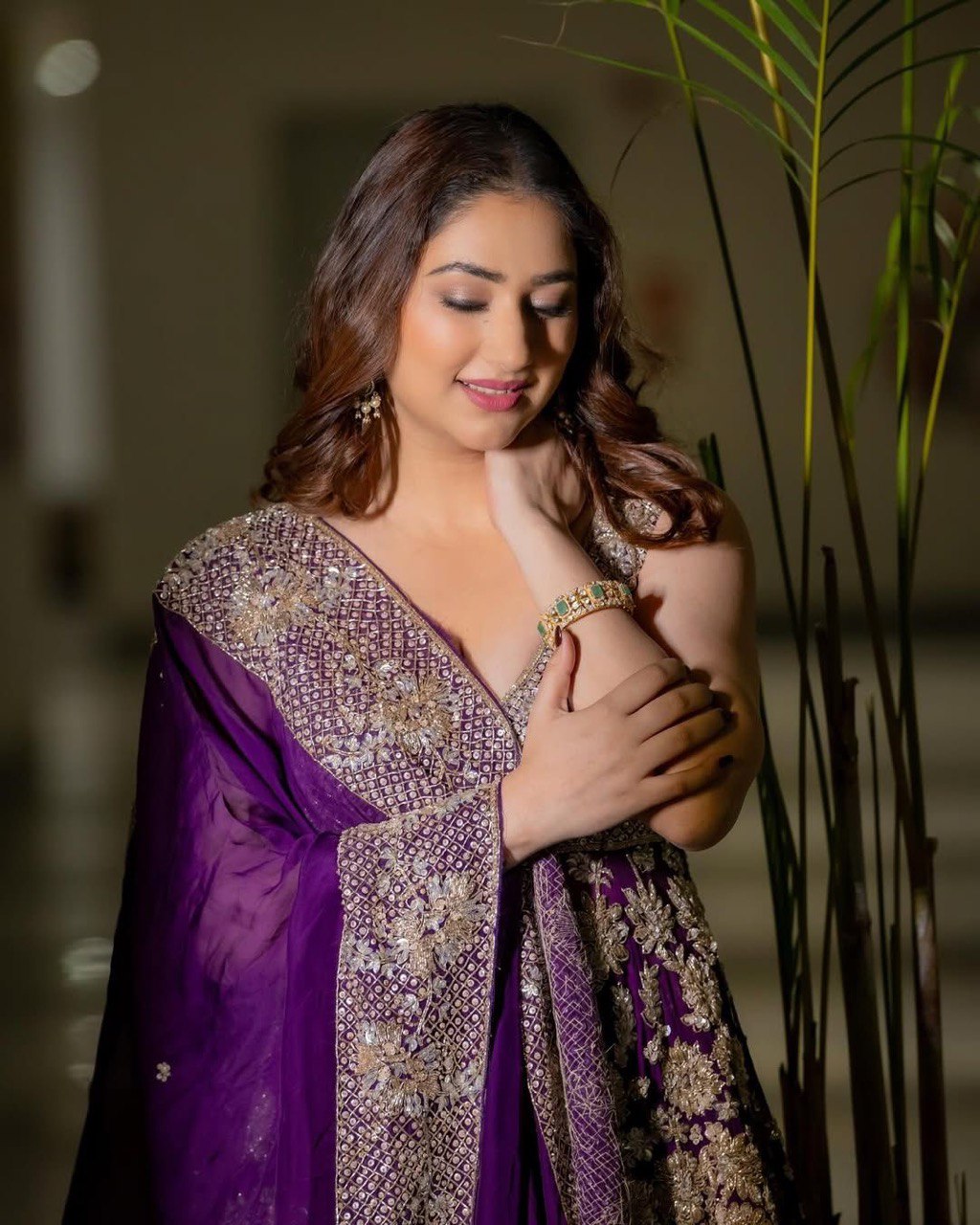 "Elegant Thread-Work Foux Georgette Sharara Set with Sequins and Lace Detailing"