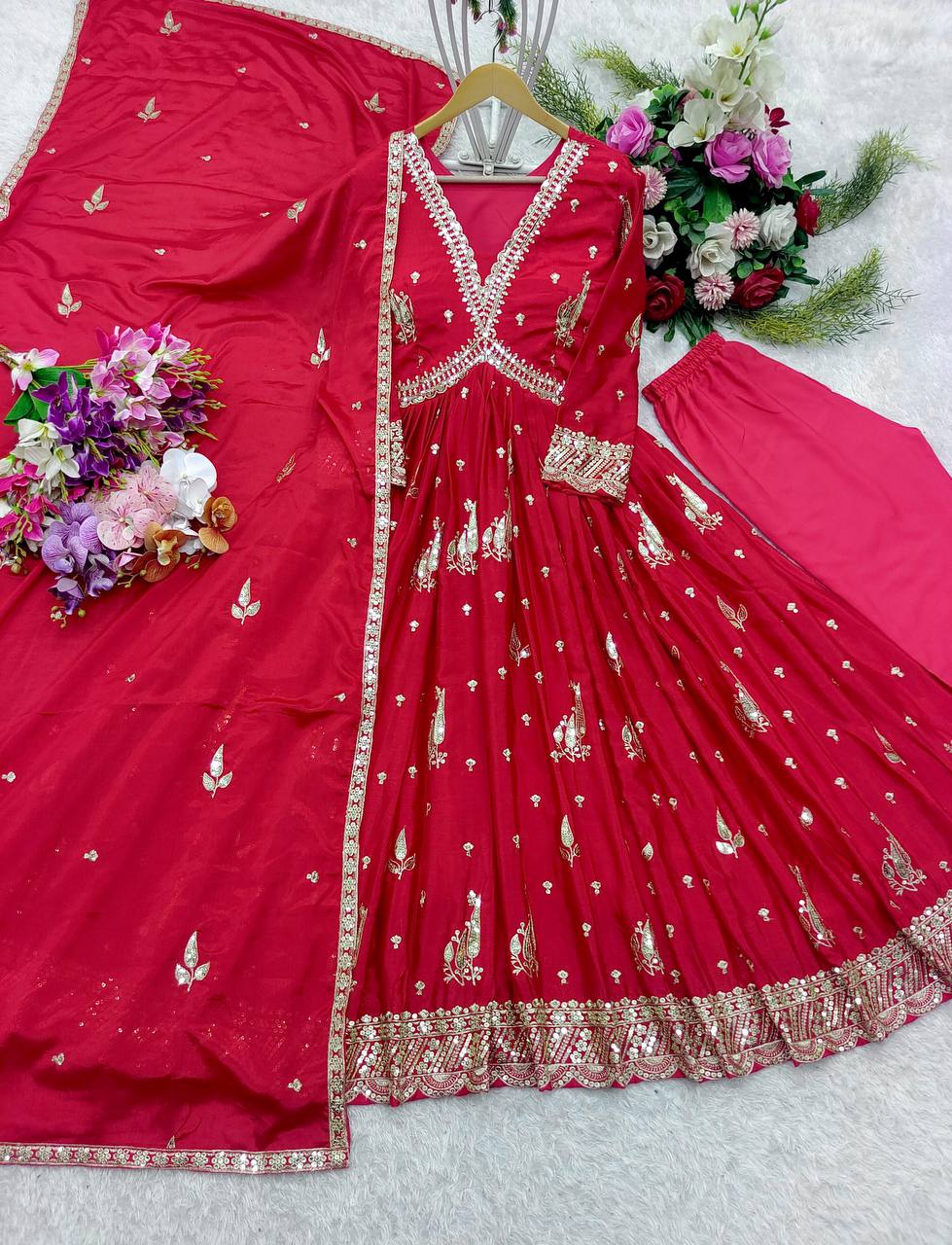 "Elegant Gwon Set: Pure Cinon Silk with Heavy Embroidery & Premium Fabrics"