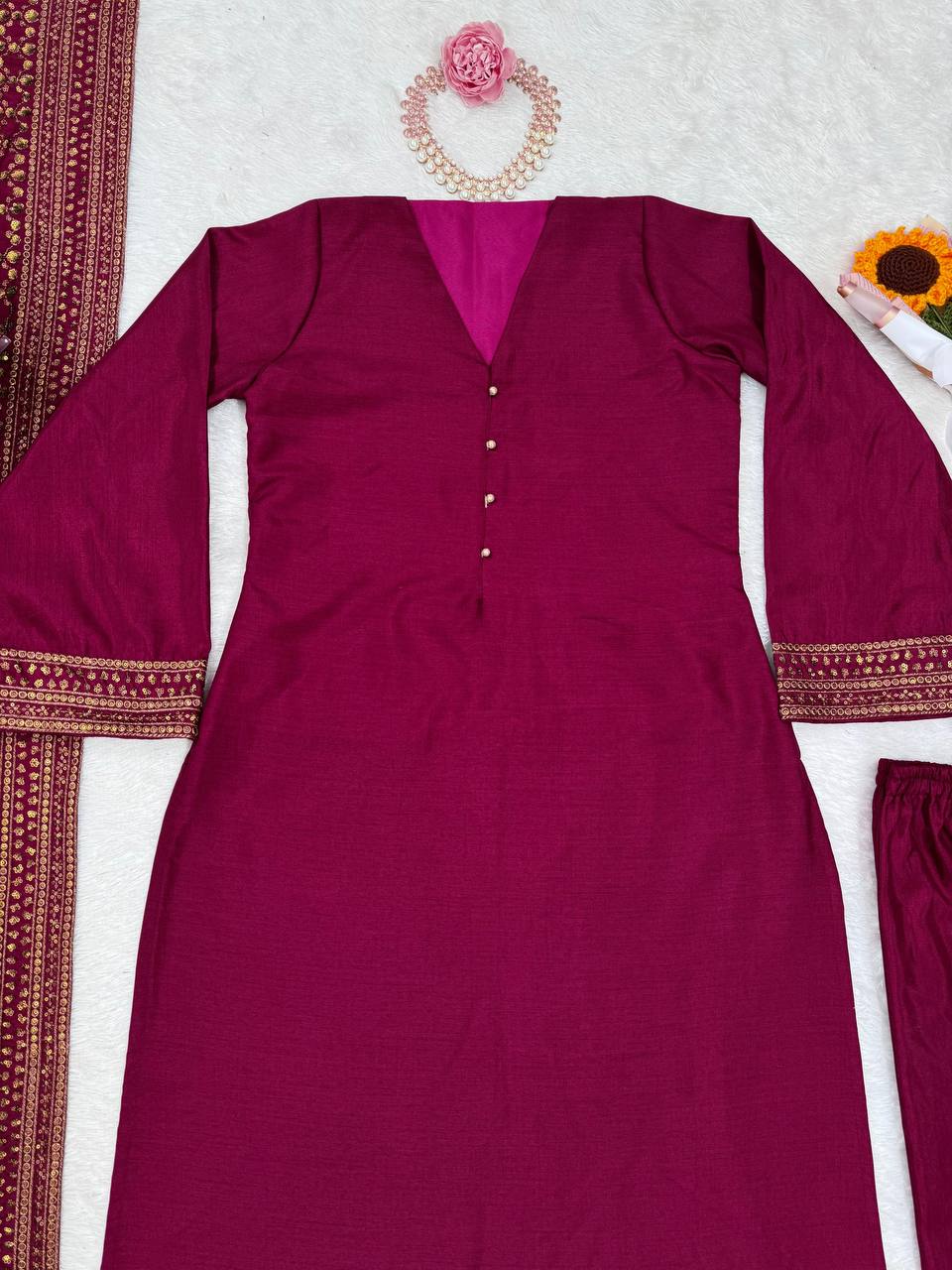 "Elegance in Monsoon Silk: Thread & Sequins Ensemble"
