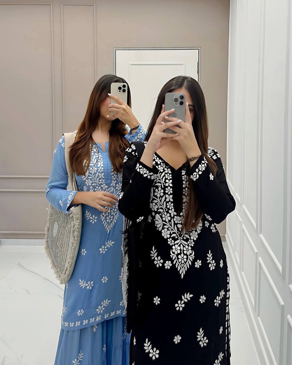 MASLIN TOP WITH COTTON THREAD EMBROIDERED WORK SHARARA