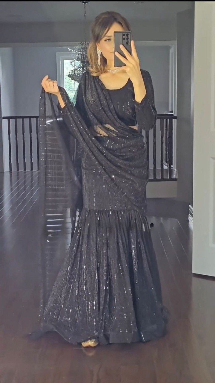 Elegant Lycra Lehenga Saree & Choli Set with Drape Style and Ready-to-Wear Comfort