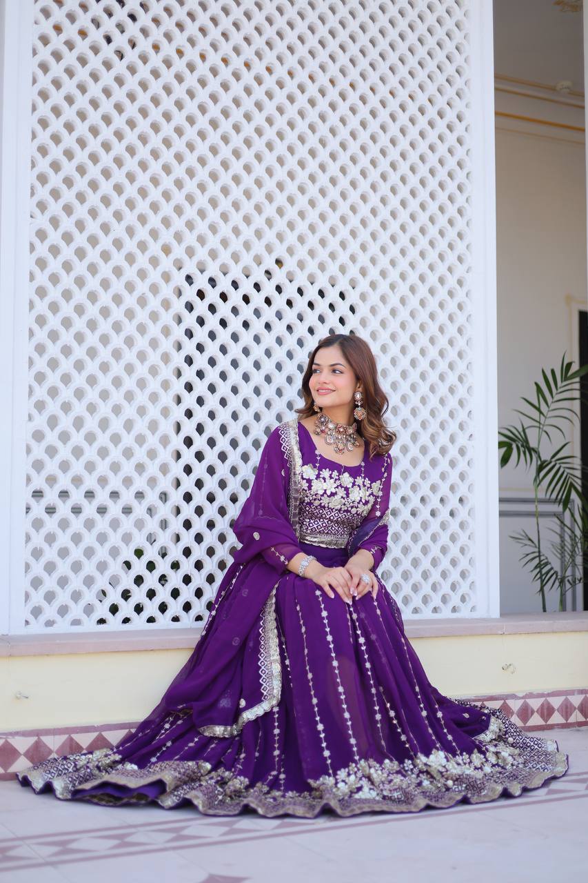 Women's faux georgette wedding wear readyto wear lehenga set