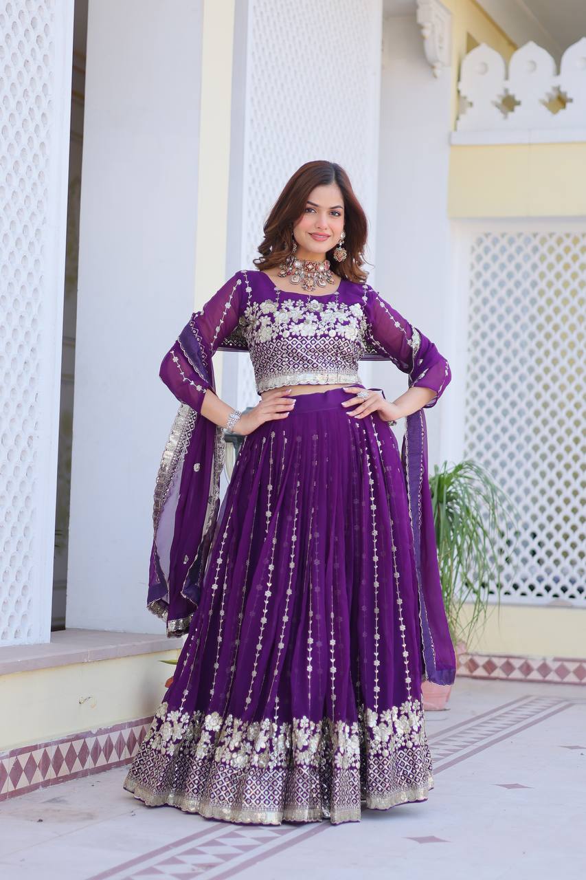 Women's faux georgette wedding wear readyto wear lehenga set