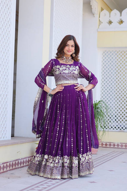 Women's faux georgette wedding wear readyto wear lehenga set