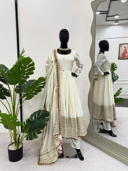 Chinnon silk gown pant with dupatta sets