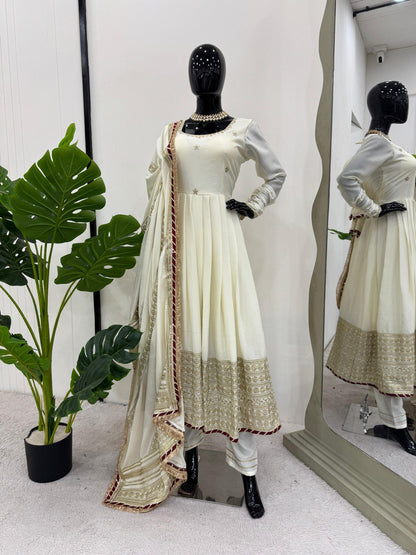 Chinnon silk gown pant with dupatta sets