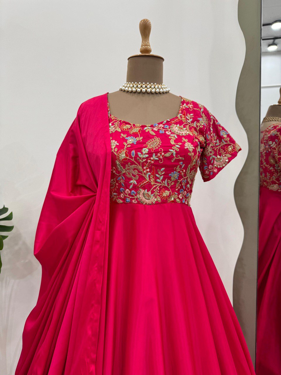 Heavy designer Natural Crepe fabric gown pant with dupatta sets