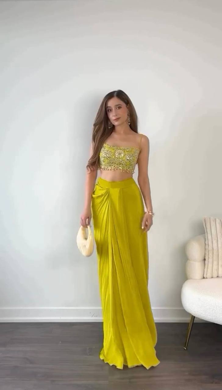 Reday to wear dhoti style with Shrug and Unstich choli