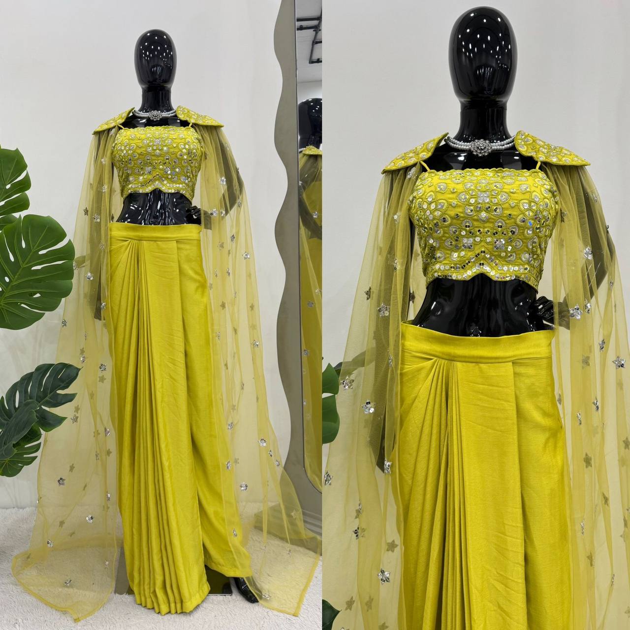 Reday to wear dhoti style with Shrug and Unstich choli
