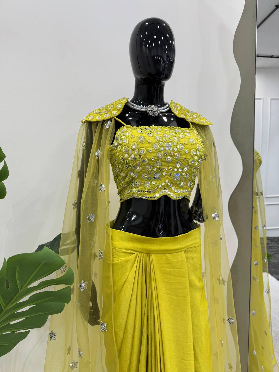 Reday to wear dhoti style with Shrug and Unstich choli
