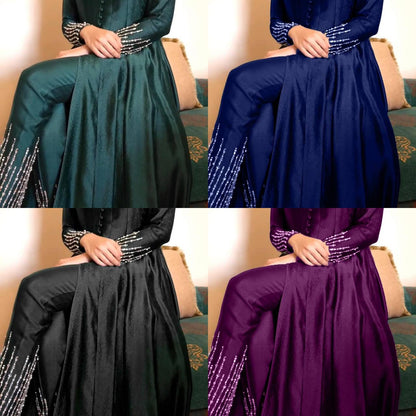 Thread work front cut silk fabric kurta pent sets