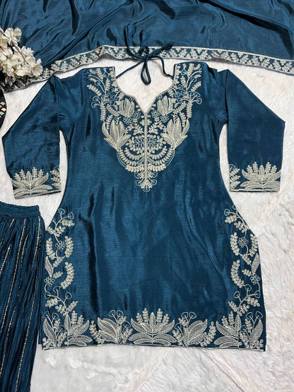 Chinnon silk kurta sharara set for women for wedding wear
