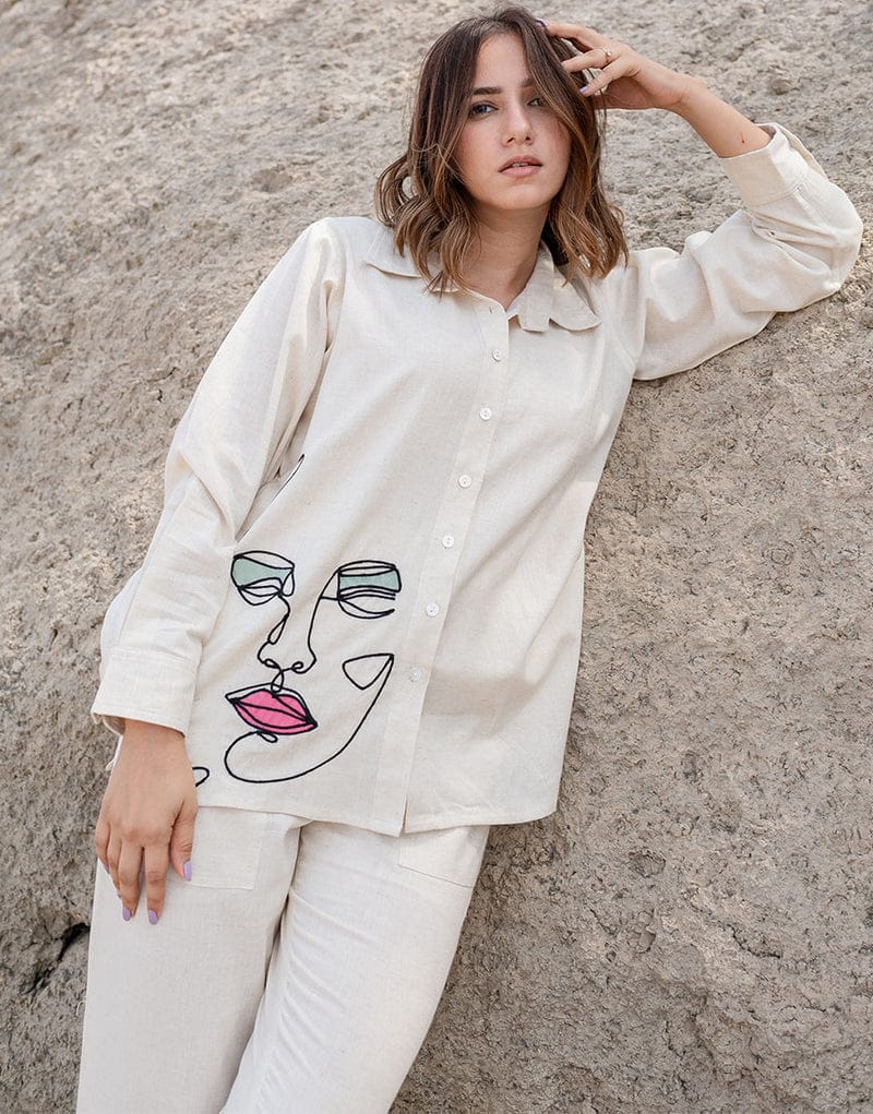 Embroidered Cotton Flex Co-Ord Set