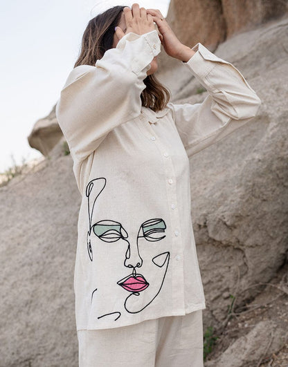 Embroidered Cotton Flex Co-Ord Set