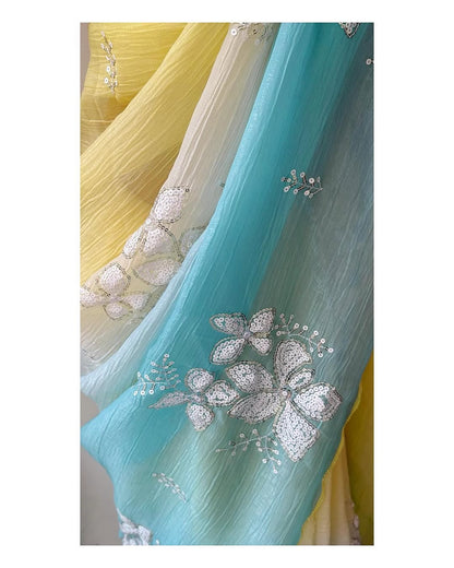 Beautiful shaded colors in luxurious Crunchy Crush Saree