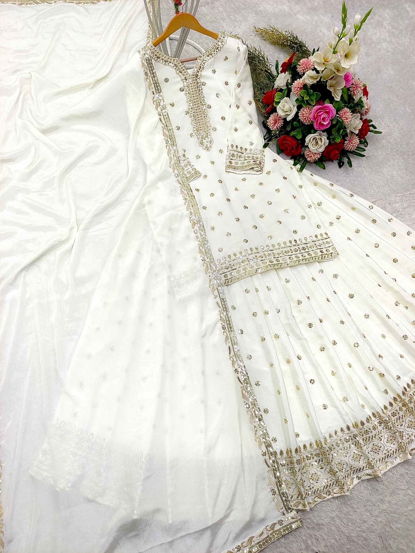 "Luxury Sequence Work Top, Lehenga & Dupatta Set"