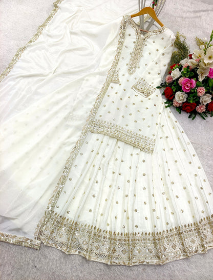 "Luxury Sequence Work Top, Lehenga & Dupatta Set"