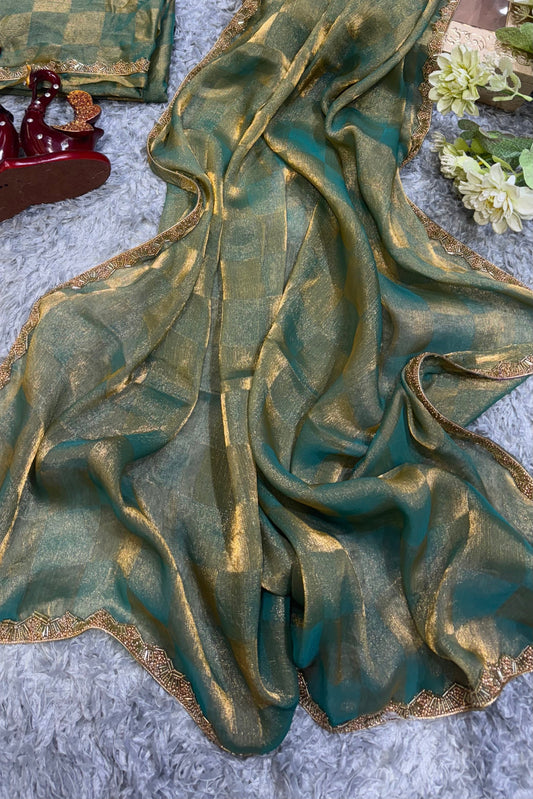 Elegant Katdana and Moti Lace Border Saree