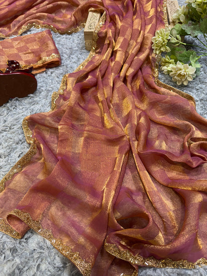 Elegant Katdana and Moti Lace Border Saree