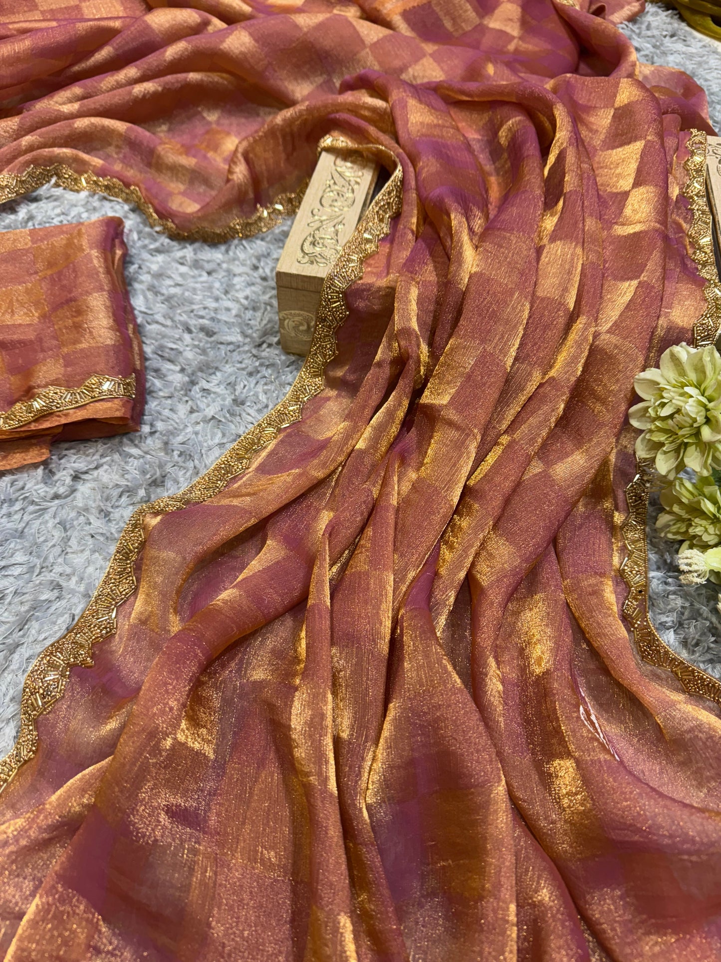 Elegant Katdana and Moti Lace Border Saree