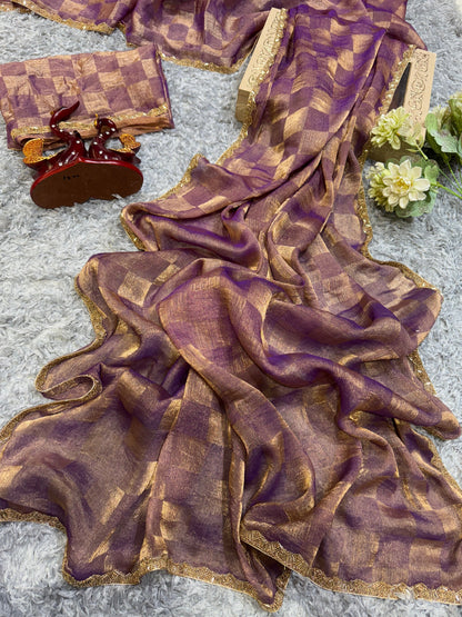 Elegant Katdana and Moti Lace Border Saree