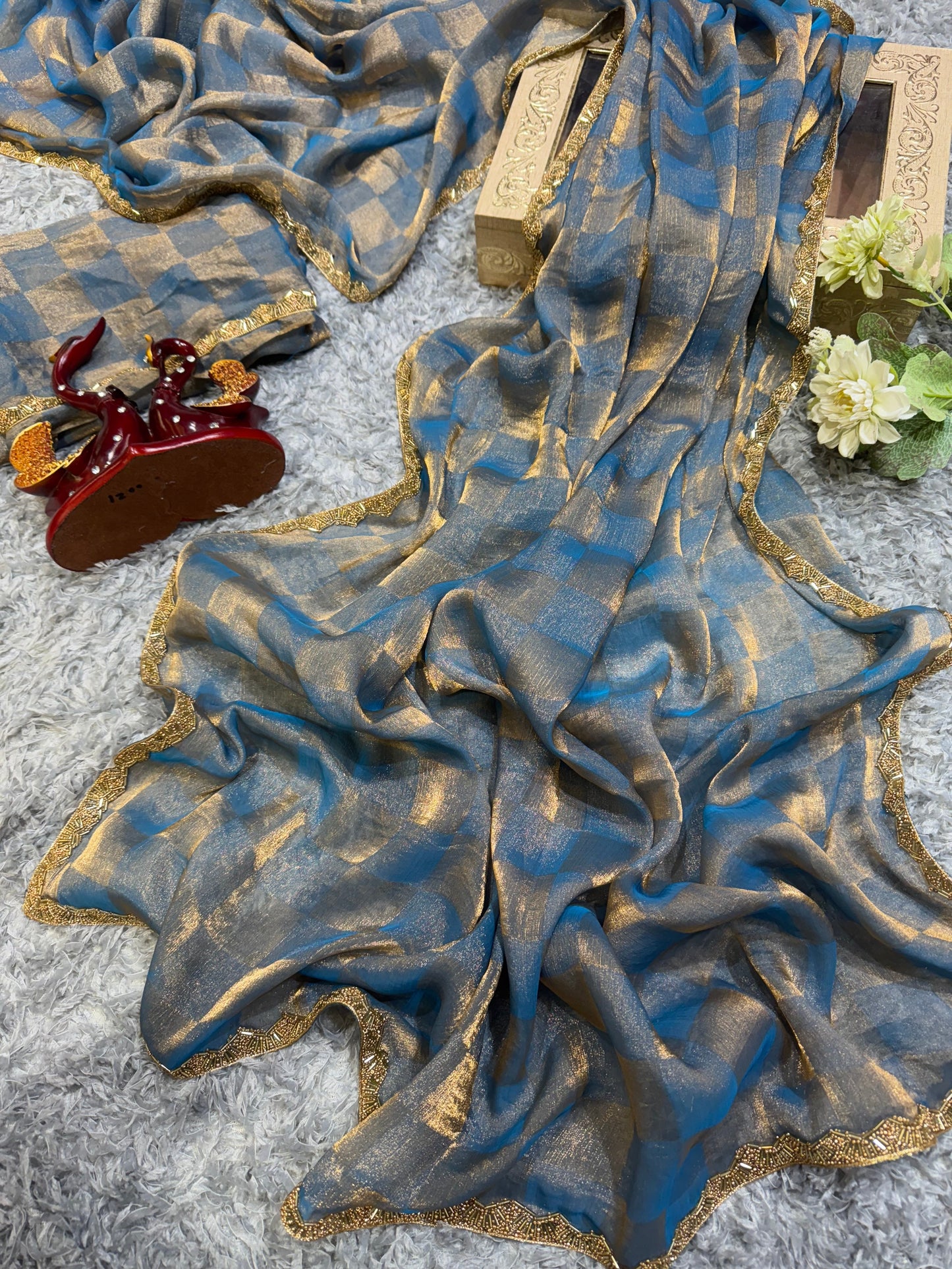 Elegant Katdana and Moti Lace Border Saree