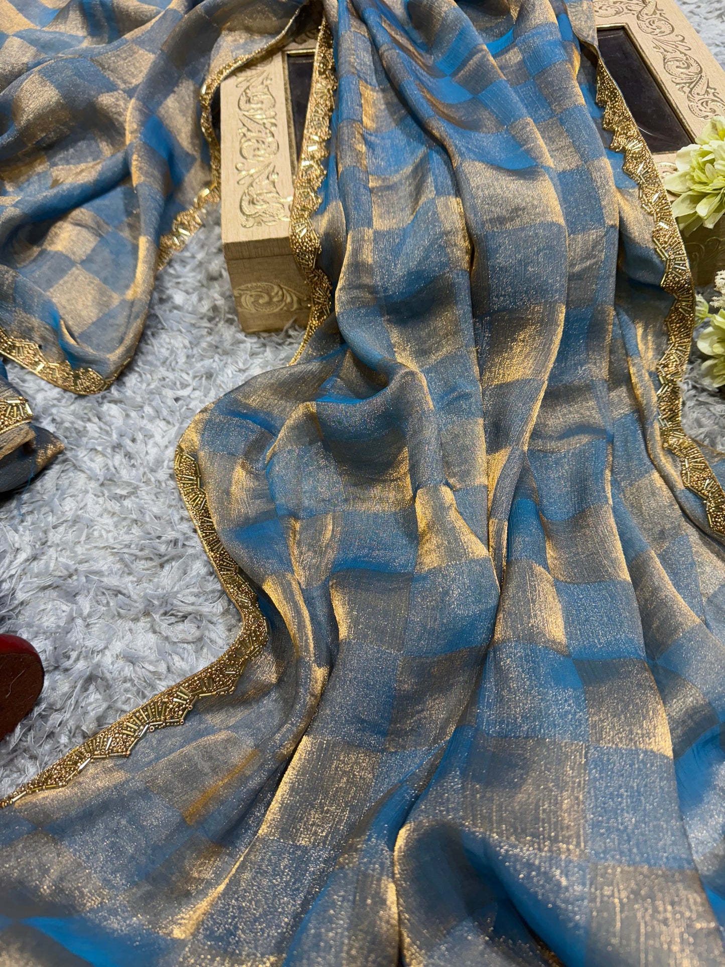 Elegant Katdana and Moti Lace Border Saree