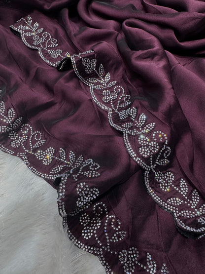 Purple Embroidered Saree