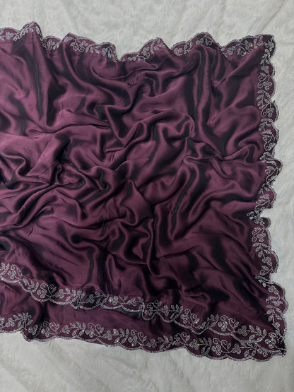 Purple Embroidered Saree