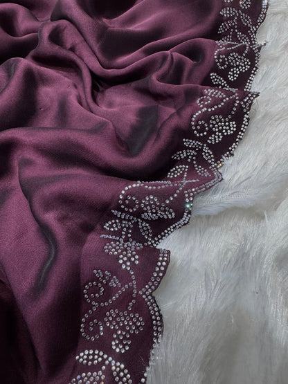 Purple Embroidered Saree