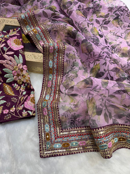 Dual Sequins And Multicoloured Thread Embroidery Saree