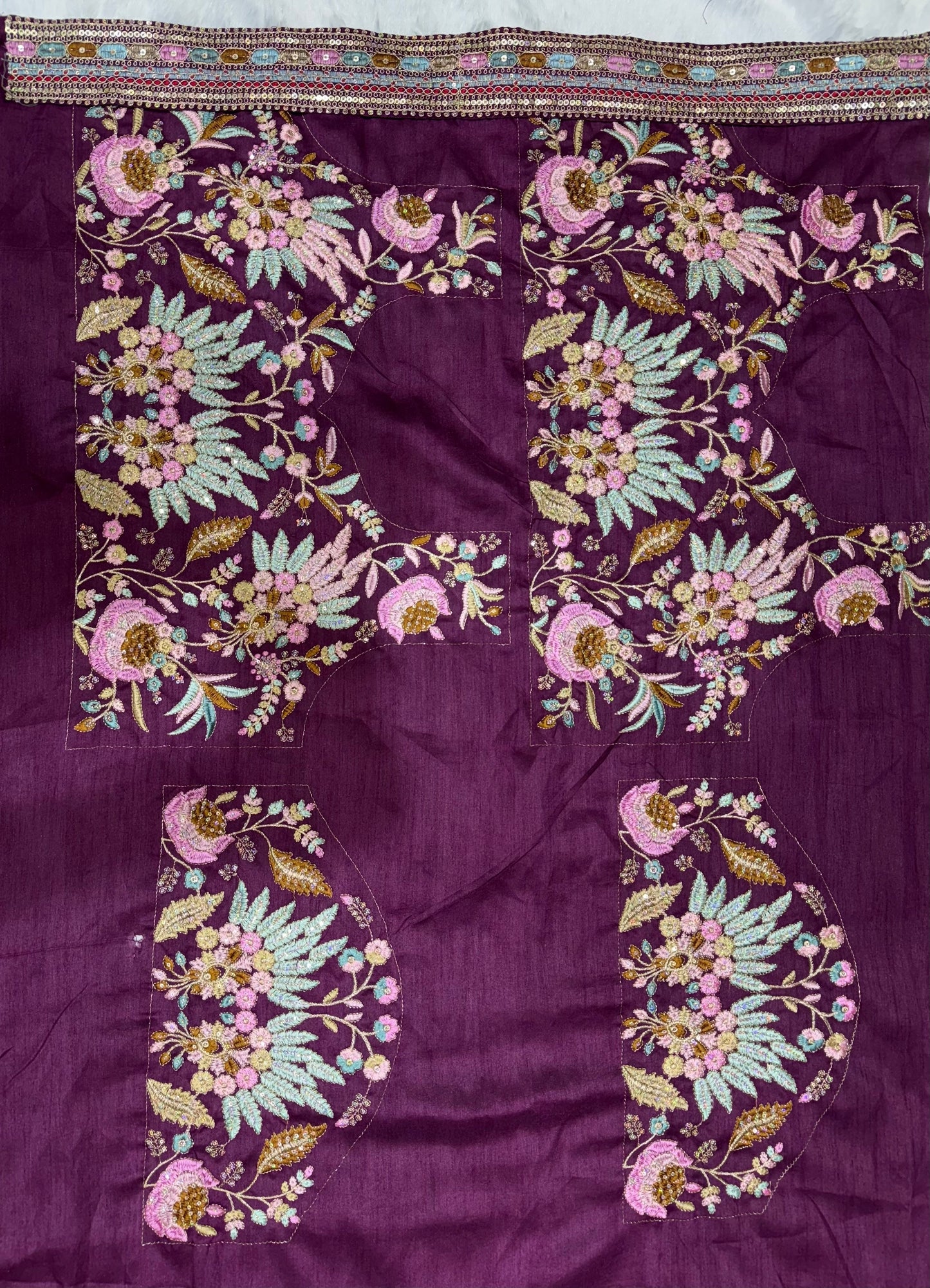 Dual Sequins And Multicoloured Thread Embroidery Saree