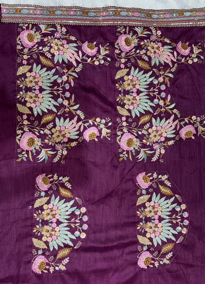 Dual Sequins And Multicoloured Thread Embroidery Saree