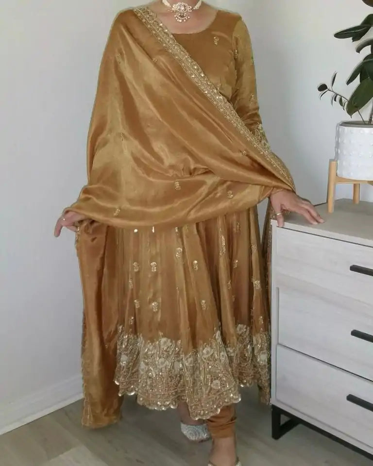 Mustard Gold Anarkali Suit